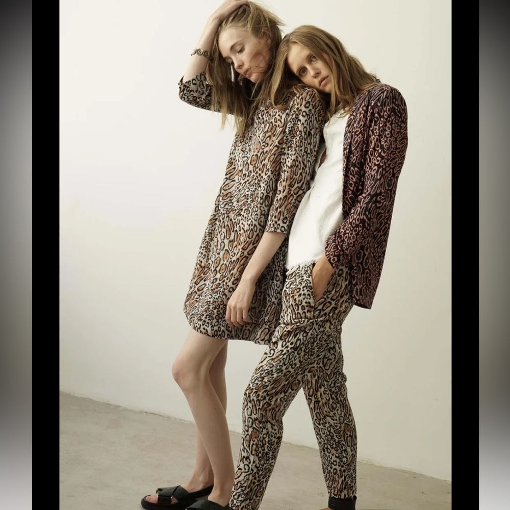 Raquel Allegra Raw Silk Leopard Print Dress SZ 0